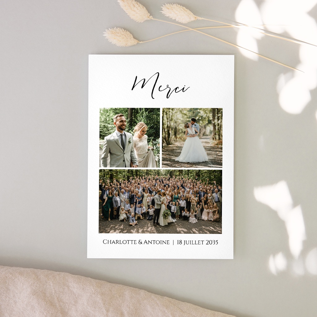 Carte de remerciement mariage Instants Partag&eacute;s