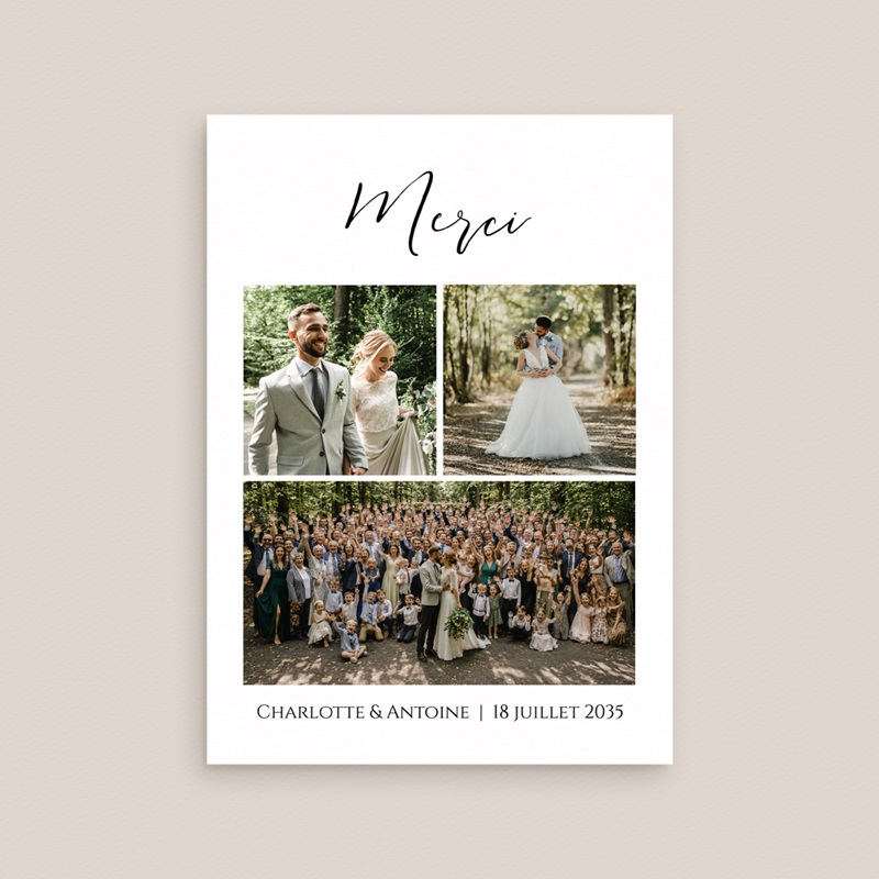Carte de remerciement mariage Instants Partag&eacute;s gratuit