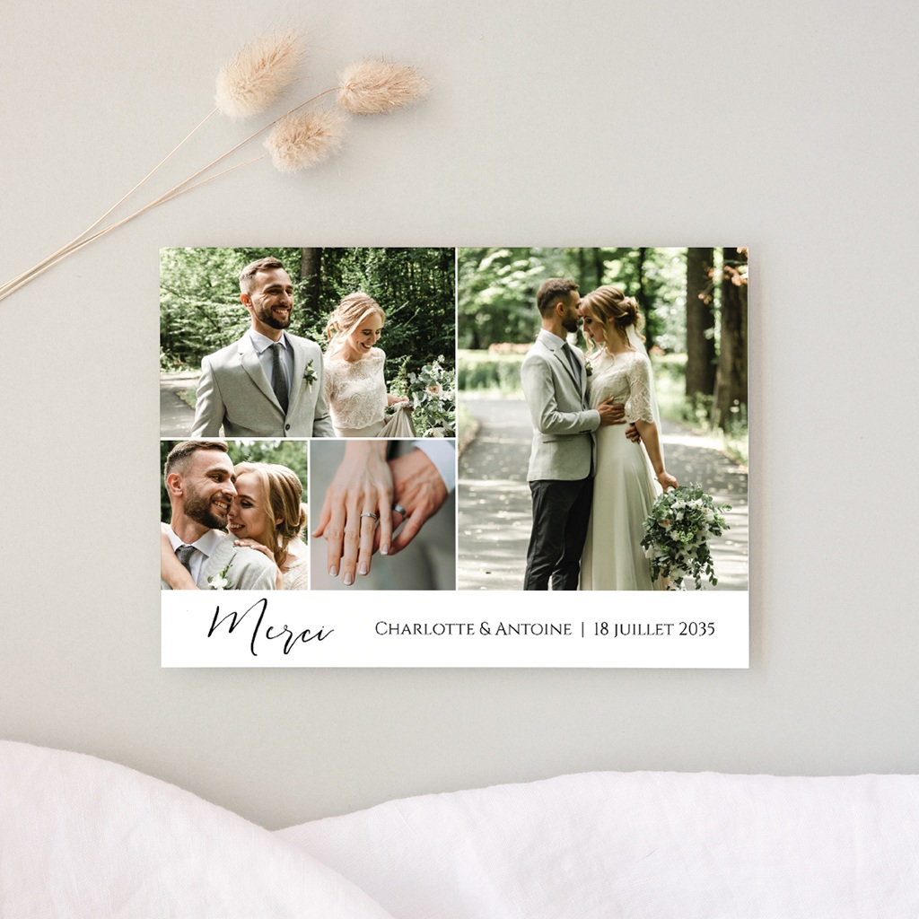 Carte de remerciement mariage Instants Partag&eacute;s