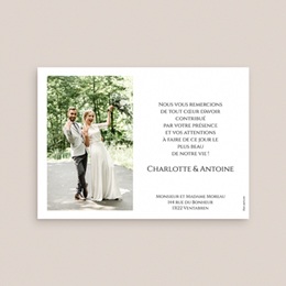 Carte de remerciement mariage Instants Partag&eacute;s pas cher