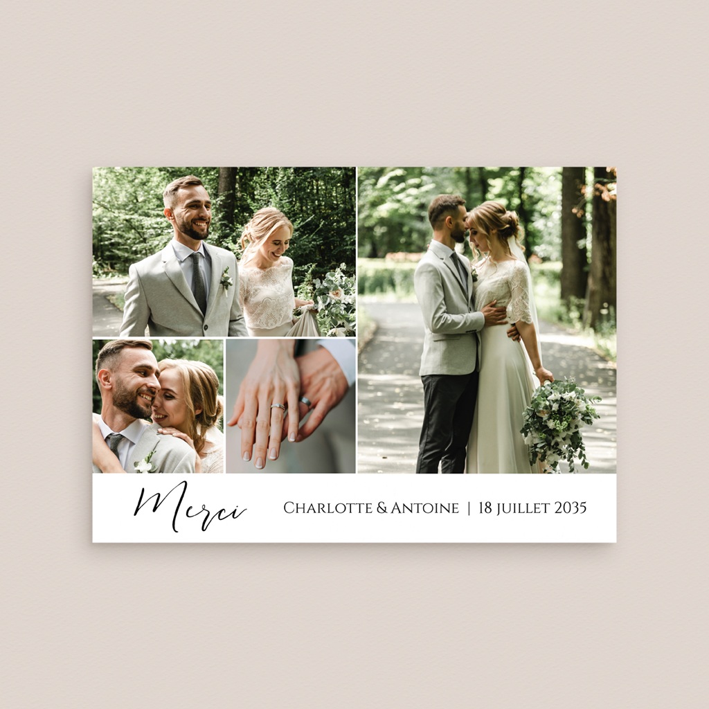 Carte de remerciement mariage Instants Partag&eacute;s gratuit