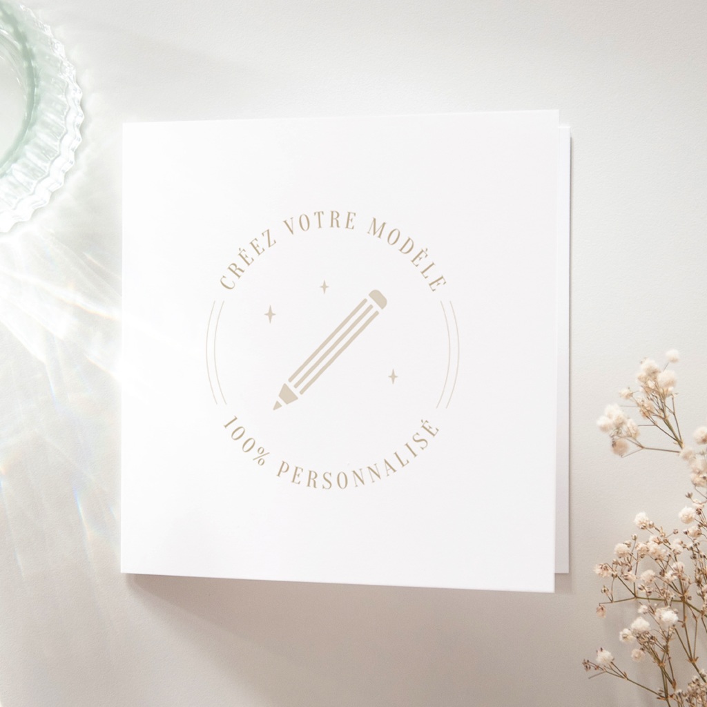 Carte de remerciement mariage Libre Cr&eacute;ation, Carr&eacute;, Double Volet