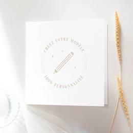 Carte de remerciement mariage Libre Cr&eacute;ation, Carr&eacute;, Double Volet