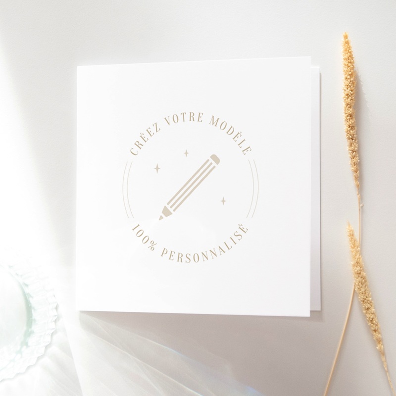 Carte de remerciement mariage Libre Cr&eacute;ation, Carr&eacute;, Double Volet