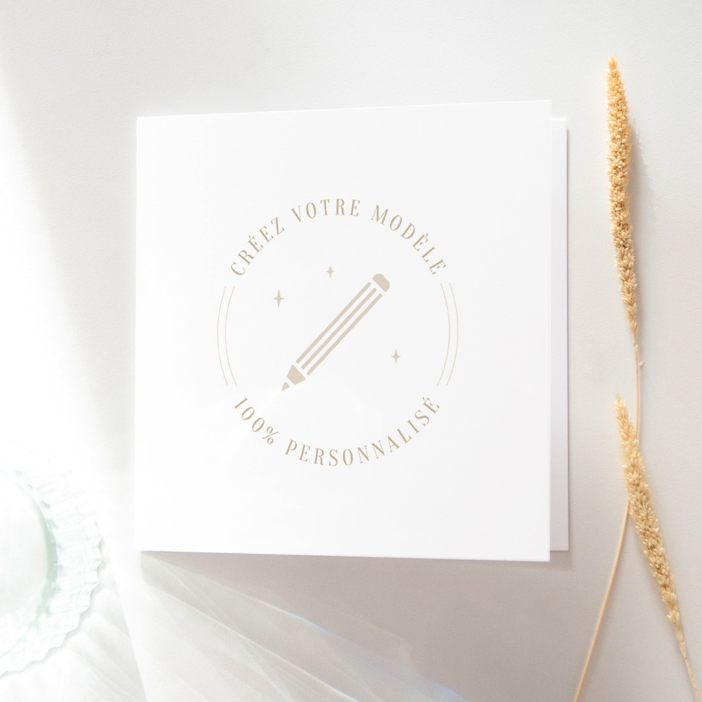Carte de remerciement mariage Libre Cr&eacute;ation, Carr&eacute;, Double Volet