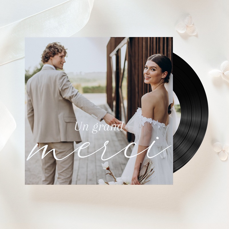Carte de remerciement mariage Le Bonheur Continue