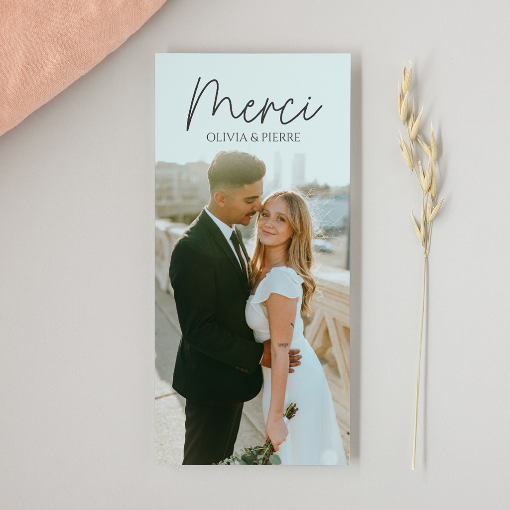 Carte de remerciement mariage L'Empreinte du Bonheur