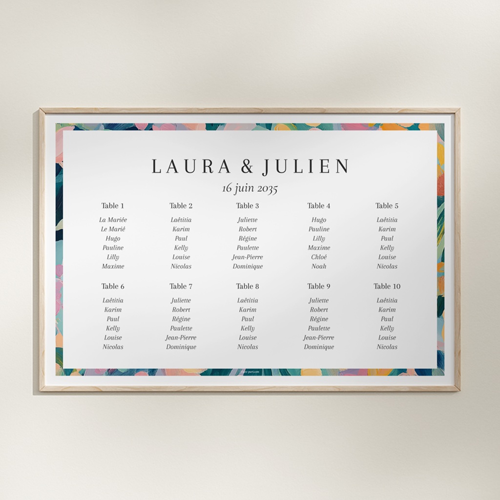 Plan de table mariage L&rsquo;Atelier des Fleurs