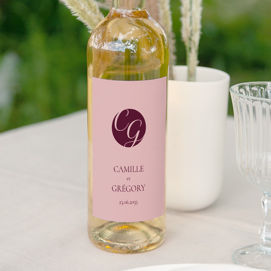 Etiquette bouteille mariage Symbiose