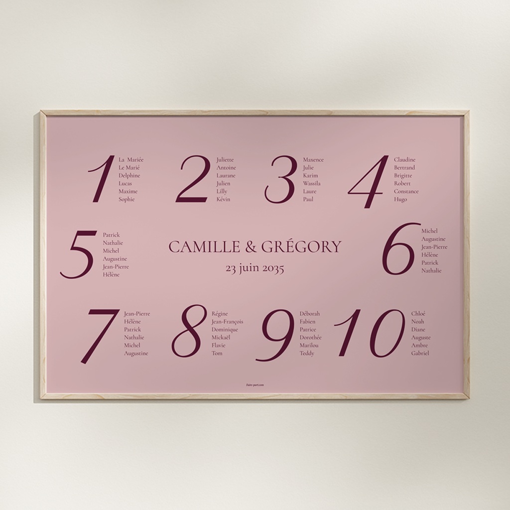 Plan de table mariage Symbiose